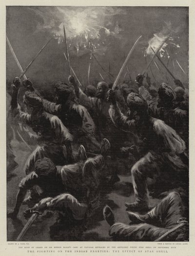 The Fighting on the Indian Frontier, the Effect of Star Shell by Joseph Nash